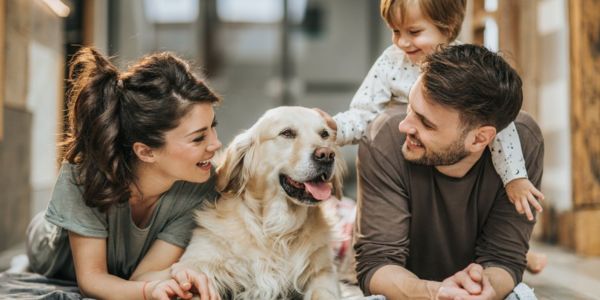 Family with a dog
